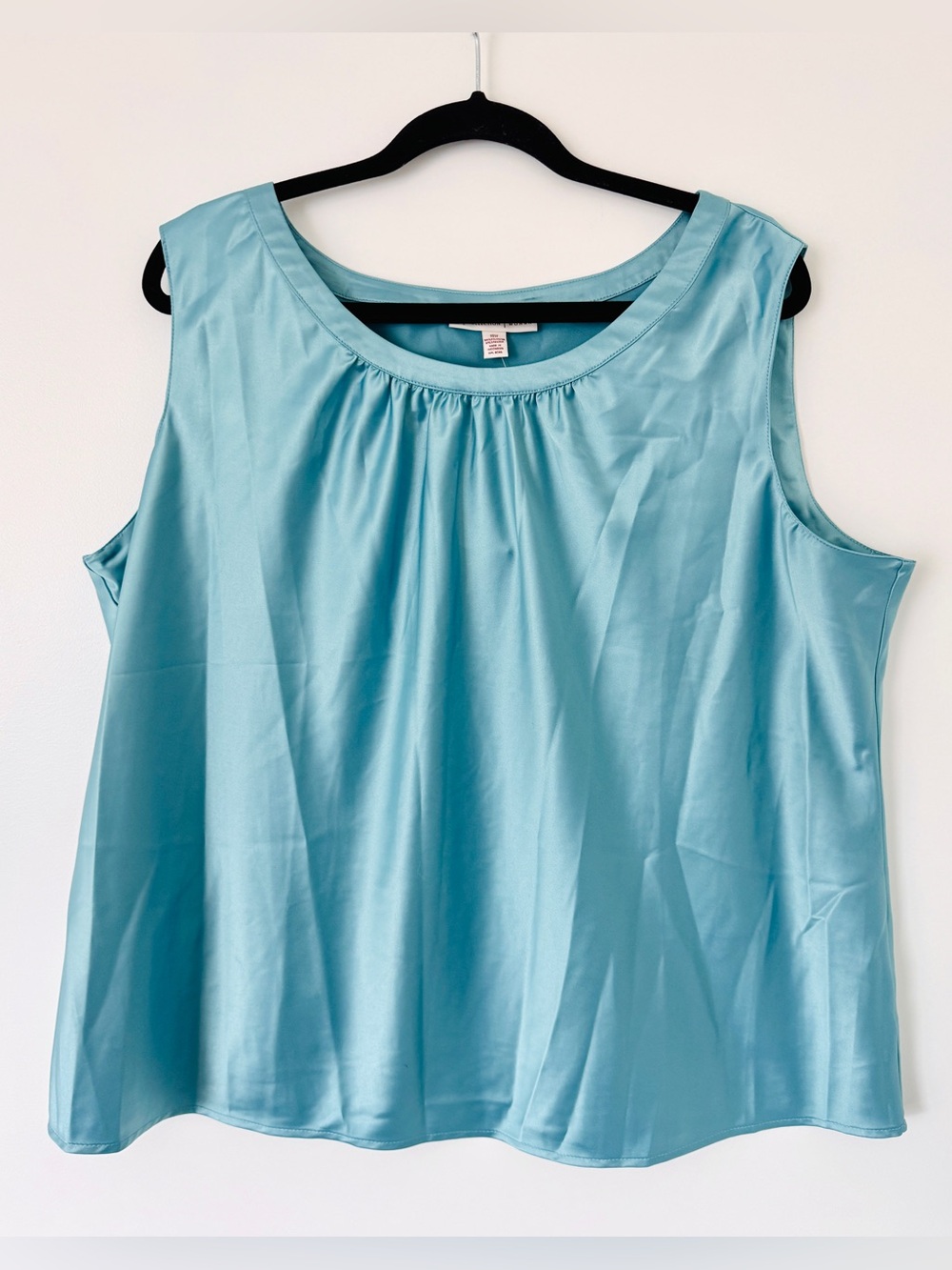 JM Collection Light Blue Satin Sleeveless Blouse, Size 18W - NWT